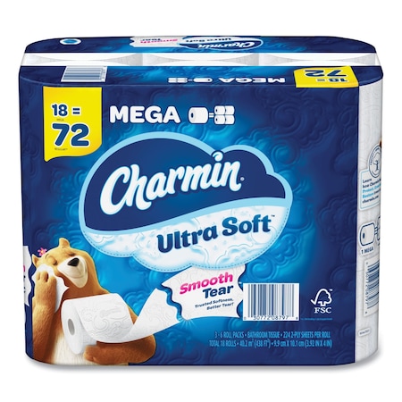 Charmin Plastic Overwrap, 244 Sheets, White, 18 PK 52776